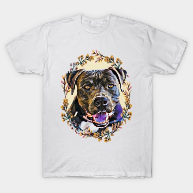 Pitbull - Floral T-Shirt by RainbowAndJackson